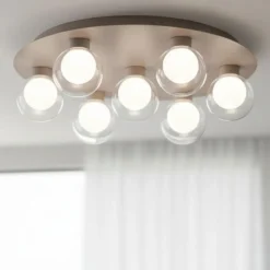 Plafoniere Moderne-Vivida International Essence vivida grande plafoniera moderna 7 sfere vetro led 3000k champagne