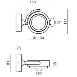 Applique Da Parete-Linea Light Eta applique da parete spot orientabile nero led 11w 3000k