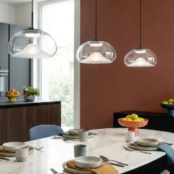 Lampadari Cucina-Fabas Luce brena lampadario a 3 sospensioni in vetro per cucina