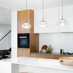 Lampadari Cucina-Fabas Luce brena lampadario a 3 sospensioni in vetro per cucina