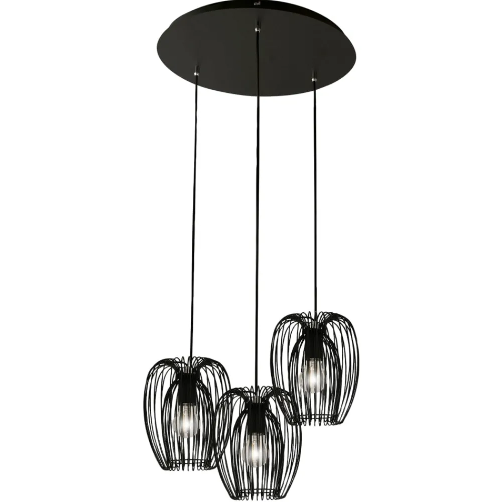 Lampadari Moderni-Fabas Luce camp lampadario nero moderno a sospensioni per soggiorno