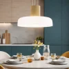 Lampadari Cucina-Fabas Luce lunar lampadario oro cupola vetro bianco per cucina