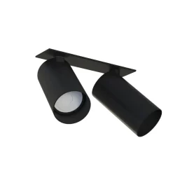 Faretti Da Incasso-Selezionato da Mazzolaluce Faretti da incasso controsoffitto due luci nero cilindri orientabili gu10 220v