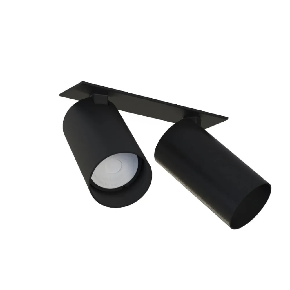 Faretti Da Incasso-Selezionato da Mazzolaluce Faretti da incasso controsoffitto due luci nero cilindri orientabili gu10 220v
