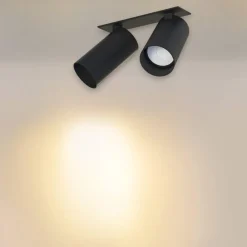 Faretti Da Incasso-Selezionato da Mazzolaluce Faretti da incasso controsoffitto due luci nero cilindri orientabili gu10 220v