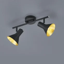 Plafoniere Moderne-Selezionato da Mazzolaluce Faretti da soffitto 2 luci orientabili nero oro da interno