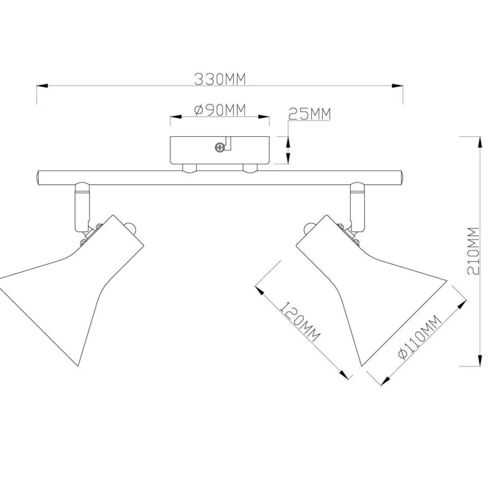 Plafoniere Moderne-Selezionato da Mazzolaluce Faretti da soffitto 2 luci orientabili nero oro da interno