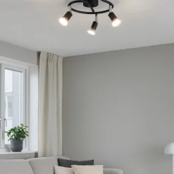 Plafoniere Moderne-Selezionato da Mazzolaluce Faretti led da soffitto 3 luci cilindri orientabili nero