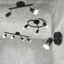 Plafoniere Moderne-Selezionato da Mazzolaluce Faretti led per soffitto nero 2 luci orientabili