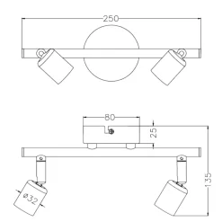 Plafoniere Moderne-Selezionato da Mazzolaluce Faretti led per soffitto nero 2 luci orientabili