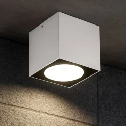 Faretti Da Esterno-Selezionato da Mazzolaluce Faretto a soffitto da esterno cubo bianco led 6w 4000k