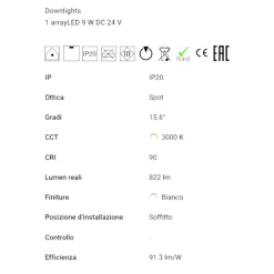 Faretti Da Incasso-Linea Light Faretto bubble led 9w 3000k 24v bianco da incasso