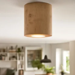 Faretti Da Soffitto-Selezionato da Mazzolaluce Faretto cilindro in legno da soffitto per interni