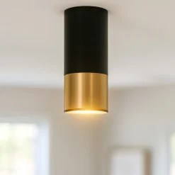 Faretti Da Soffitto-Selezionato da Mazzolaluce Faretto cilindro nero oro per interni da soffitto