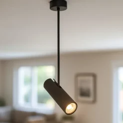 Faretti Da Soffitto-Selezionato da Mazzolaluce Faretto con asta nero orientabile per soffitto
