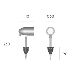 Faretti Da Esterno-Selezionato da Mazzolaluce Faretto con picchetto nero da giardino orientabile ip65