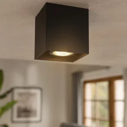 Faretti Da Soffitto-Selezionato da Mazzolaluce Faretto cubo da soffitto nero quadrato