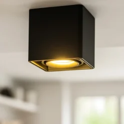 Faretti Da Soffitto-Selezionato da Mazzolaluce Faretto cubo nero oro orientabile da soffitto