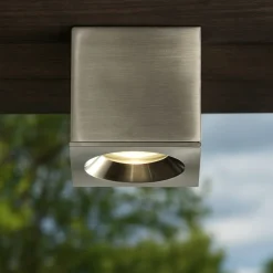 Faretti Da Esterno-Selezionato da Mazzolaluce Faretto cubo per esterno da soffitto ip54 grigio nickel
