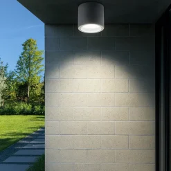 Faretti Da Esterno-Selezionato da Mazzolaluce Faretto da esterno a soffitto cilindro grigio led 12w 4000k ip65