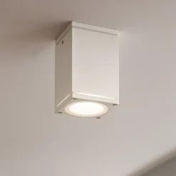 Faretti Da Esterno-IsyLuce Faretto da esterno a soffitto quadrato bianco