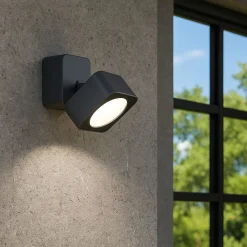 Faretti Da Esterno-Selezionato da Mazzolaluce Faretto da esterno grafite quadrato luce orientabile led 4000k