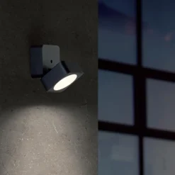 Faretti Da Esterno-Selezionato da Mazzolaluce Faretto da esterno grafite quadrato luce orientabile led 4000k