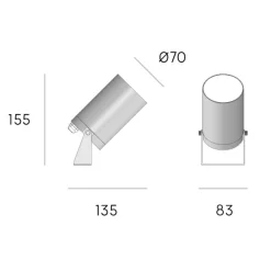 Faretti Da Esterno-Selezionato da Mazzolaluce Faretto da esterno led 13w 4000k cilindro grigio ip65