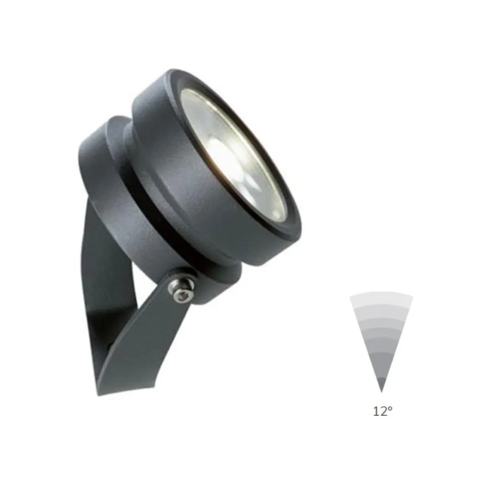 Faretti Da Esterno-Selezionato da Mazzolaluce Faretto da esterno nero con picchetto led 9w 4000k ottica 16 ip65