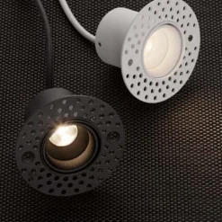 Faretti Da Incasso-Selezionato da Mazzolaluce Faretto da incasso a scomparsa led tondo per cartongesso nero 3w 3000k