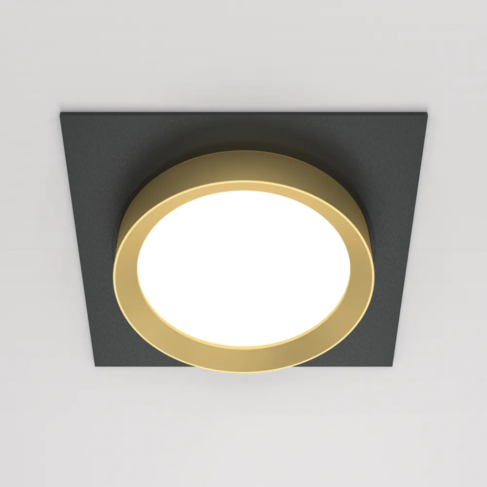 Faretti Da Incasso-Maytoni Faretto da incasso a soffitto nero oro gx53 hoop