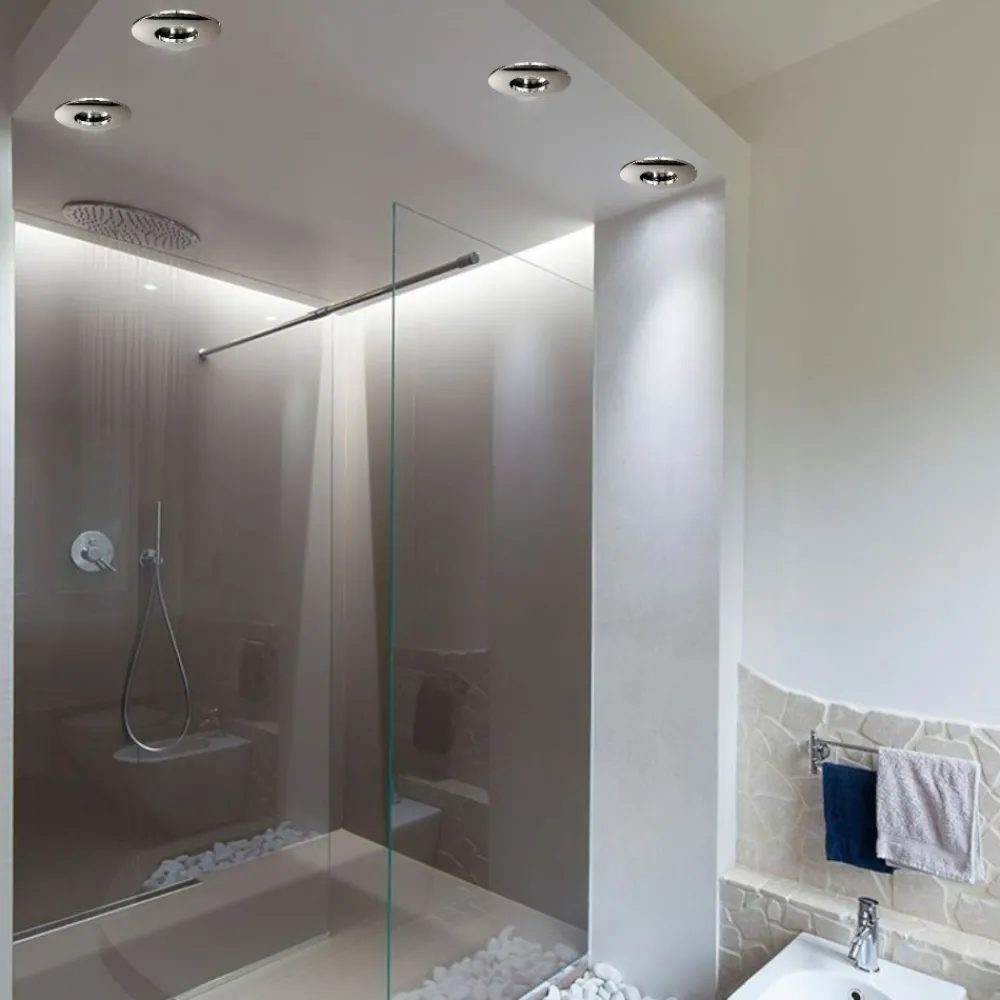 Faretti Da Incasso-Selezionato da Mazzolaluce Faretto da incasso a soffitto rotondo cromo per bagno doccia