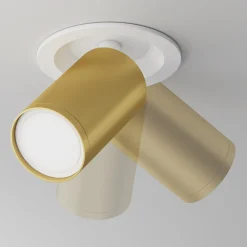 Faretti Da Incasso-Maytoni Faretto da incasso a soffitto cilindro oro orientabile focus