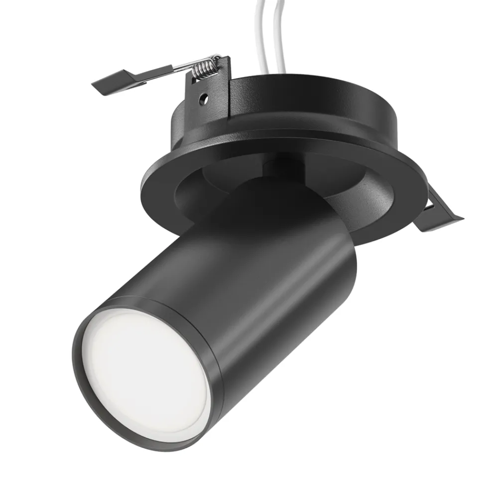 Faretti Da Incasso-Maytoni Faretto da incasso a soffitto cilindro nero orientabile focus