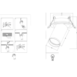 Faretti Da Incasso-Maytoni Faretto da incasso a soffitto cilindro nero orientabile focus