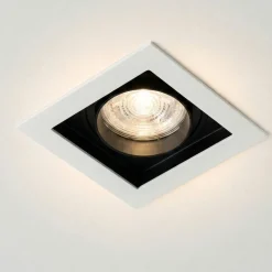 Faretti Da Incasso-Selezionato da Mazzolaluce Faretto da incasso a soffitto quadrato in metallo bianco orientabile