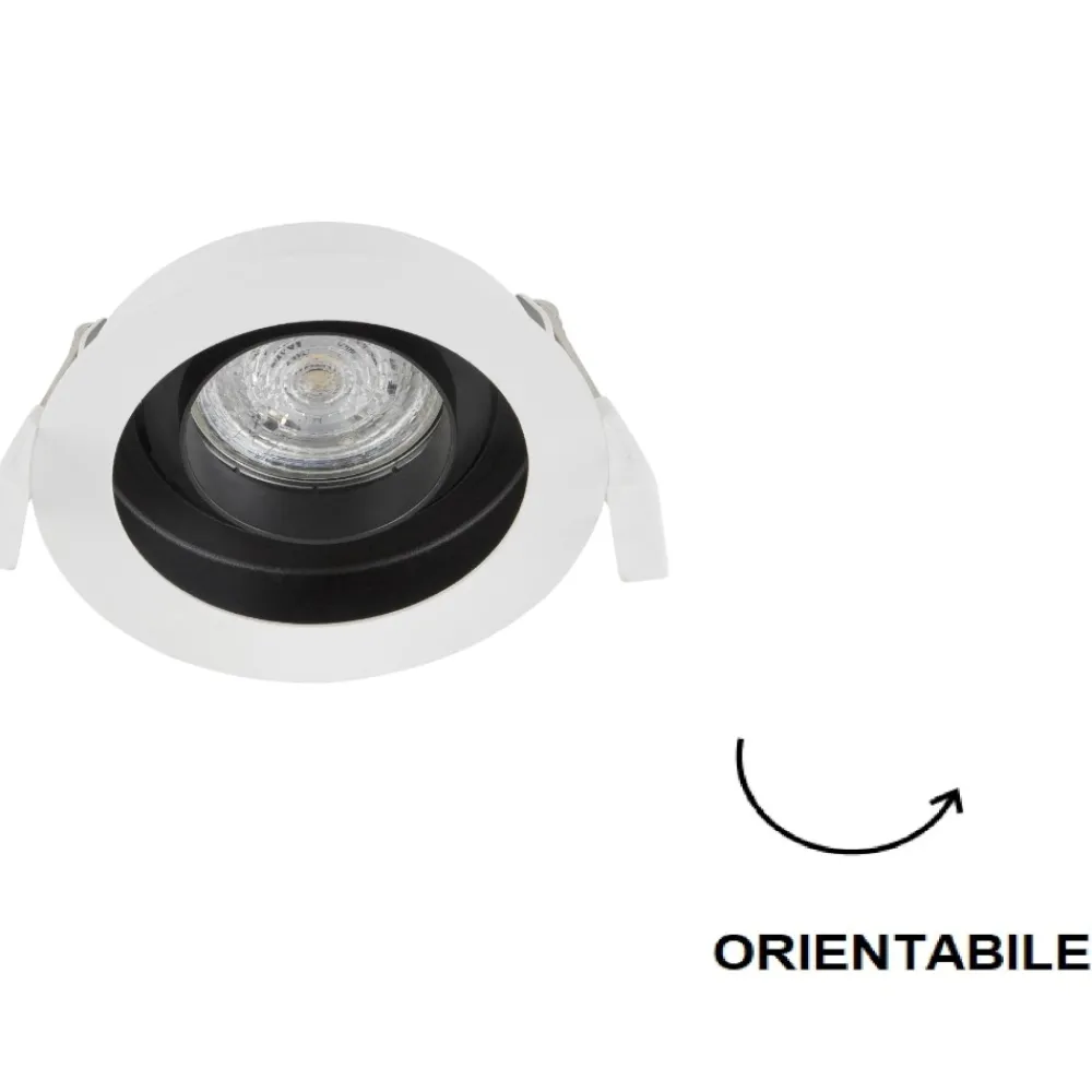 Faretti Da Incasso-Selezionato da Mazzolaluce Faretto da incasso a soffitto rotondo bianco orientabile