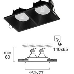 Faretti Da Incasso-Selezionato da Mazzolaluce Faretto da incasso cestello di metallo nero 2 luci fp