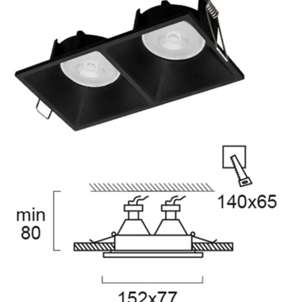 Faretti Da Incasso-Selezionato da Mazzolaluce Faretto da incasso cestello di metallo nero 2 luci fp