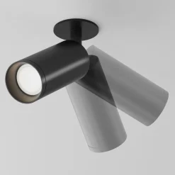 Faretti Da Incasso-Maytoni Faretto da incasso cilindro da soffitto nero orientabile focus