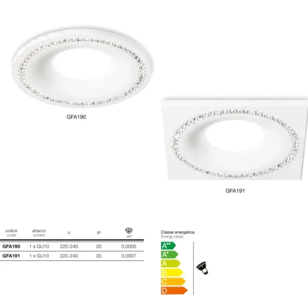 Faretti Da Incasso-Gea Luce Faretto da incasso controsoffitto cristalli strass coralie