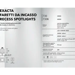 Faretti Da Incasso-IsyLuce Faretto da incasso led 2w 4000k bianco exacta