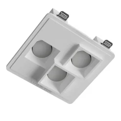 Faretti Da Incasso-Selezionato da Mazzolaluce Faretto da incasso 3 luci gx53 led quadrati in gesso da soffitto