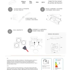 Faretti Da Incasso-Selezionato da Mazzolaluce Faretto da incasso 3 luci gx53 led quadrati in gesso da soffitto