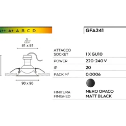 Faretti Da Incasso-Gea Luce Faretto da incasso nero helios orientabile