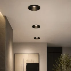 Faretti Da Incasso-Selezionato da Mazzolaluce Faretto da incasso per cartongesso nero rotondo cornice sporgente