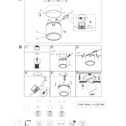 Faretti Da Incasso-Selezionato da Mazzolaluce Faretto da incasso soffitto led 6w cilindro orientabile nero