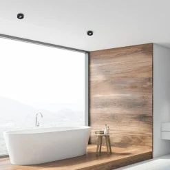 Faretti Da Incasso-Selezionato da Mazzolaluce Faretto da incasso tondo nero a soffitto orientabile fp