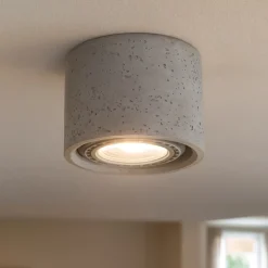 Faretti Da Soffitto-Selezionato da Mazzolaluce Faretto da soffitto cemento grigio cilindro rotondo