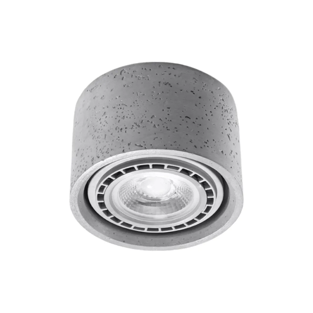 Faretti Da Soffitto-Selezionato da Mazzolaluce Faretto da soffitto cemento grigio cilindro rotondo